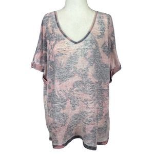 CUSTOM BKE Purple Reverse Bleach Waffle Knit T-Shirt L